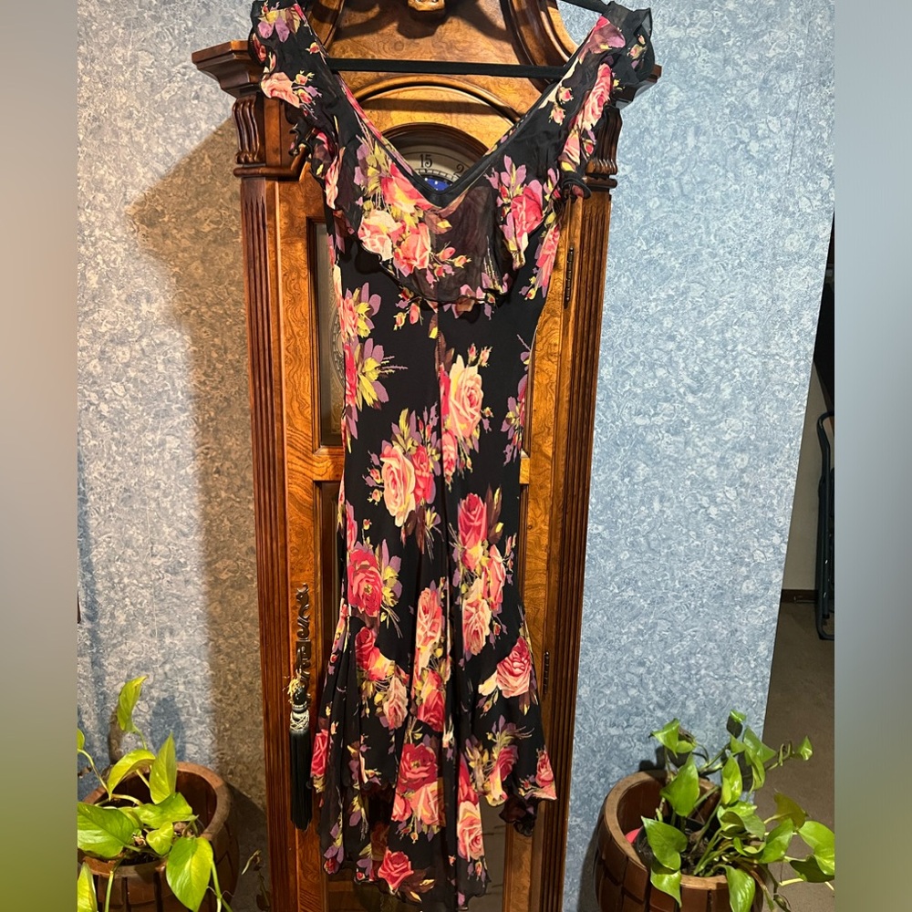 Vintage Silk Betsy Johnson New York floral dress size 10
